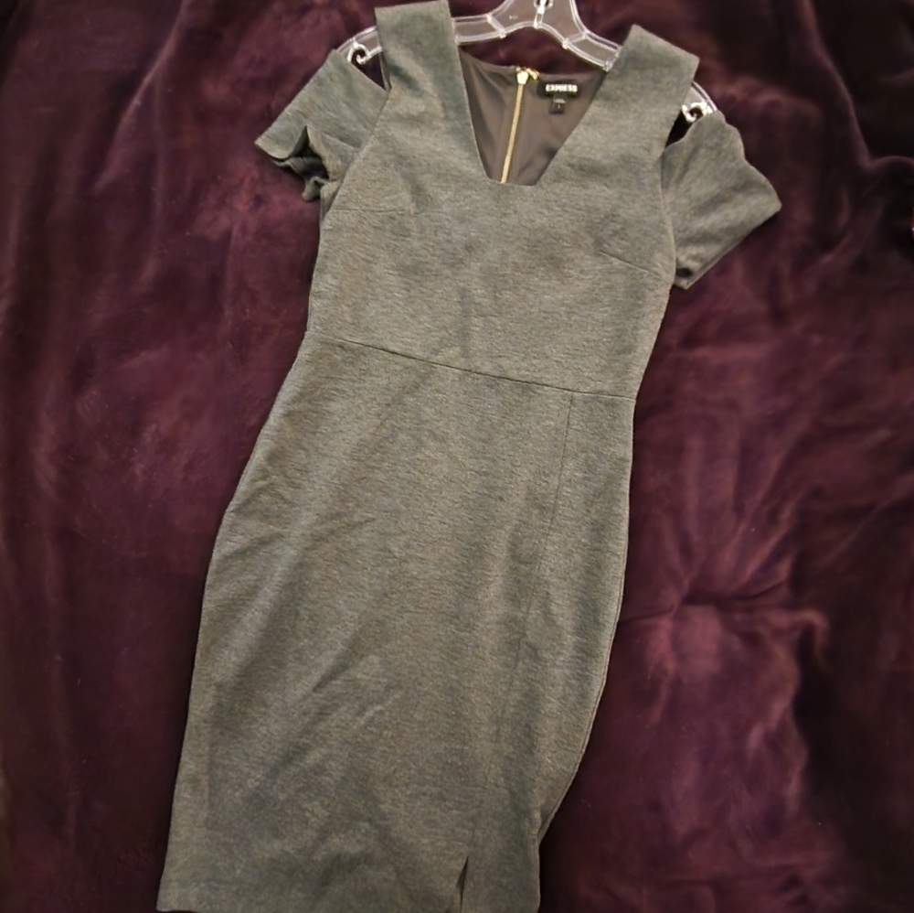 NWOT Express Gray Cold Shoulder Dress
